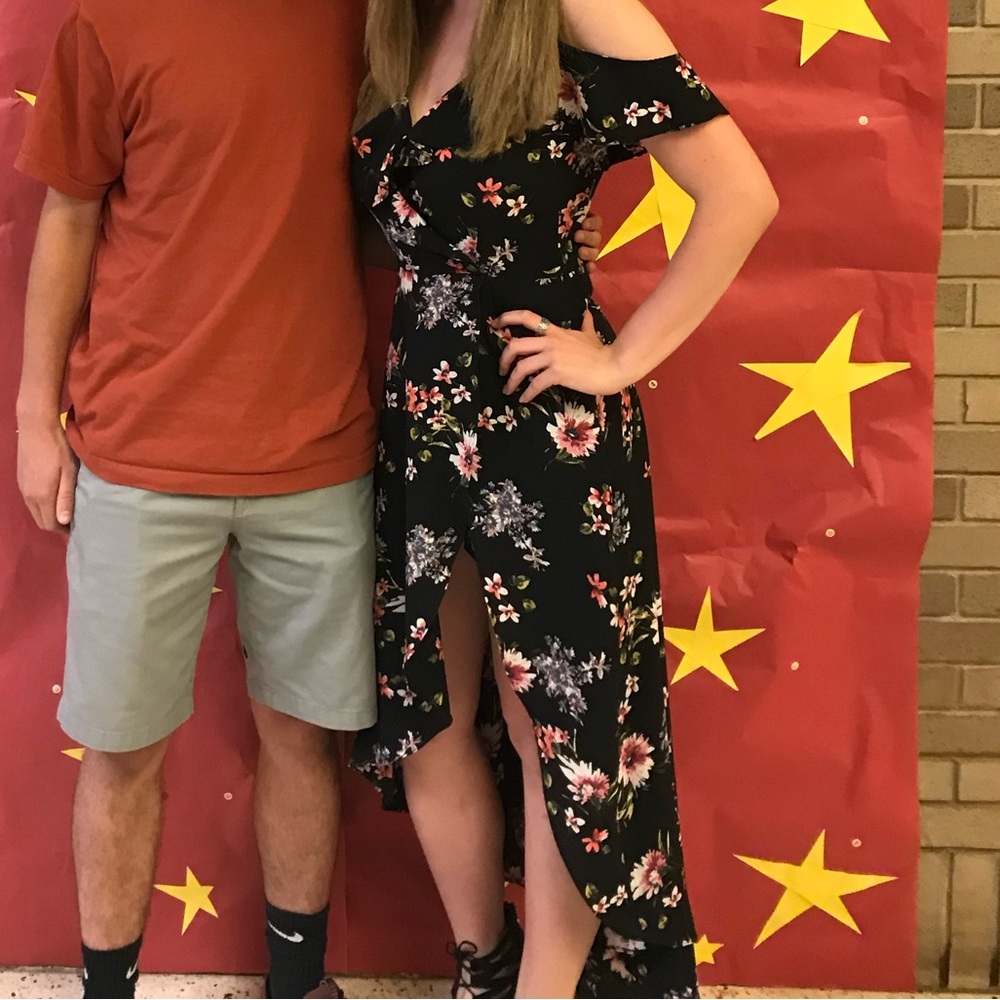 black floral high low dress